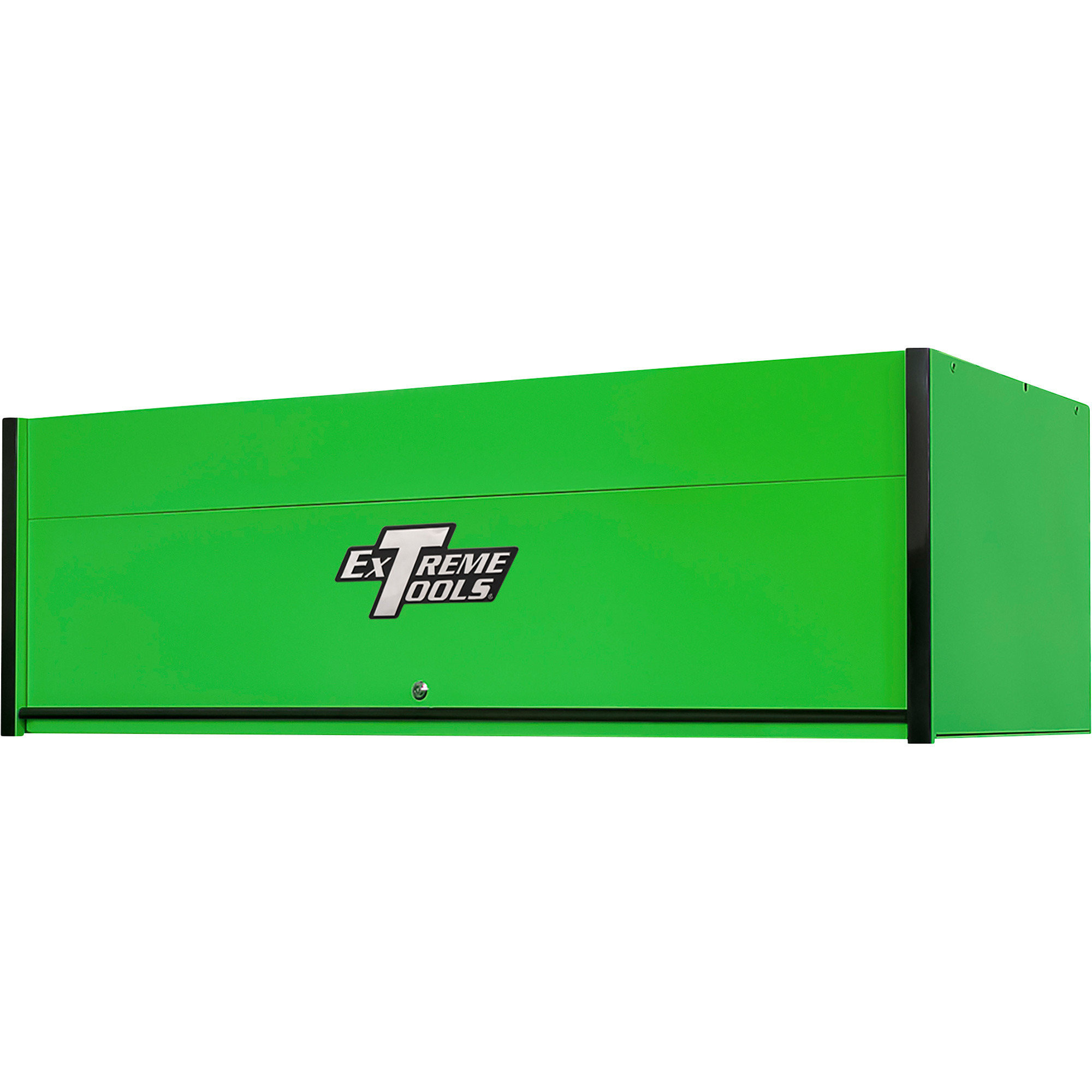 Extreme Tools Power Workstation Hutch - 72in.W x 25in.D, Green/Black, Adjustable Shelf, Power Strip, Locking Lid, Model# RX722501HCGNBK